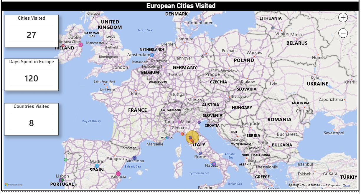 Cities visited map
